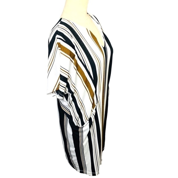 Azul By Moussy Shirt Dress Sz S White Coastal Striped Short Sleeves Midi Shif - Picture 3 of 13